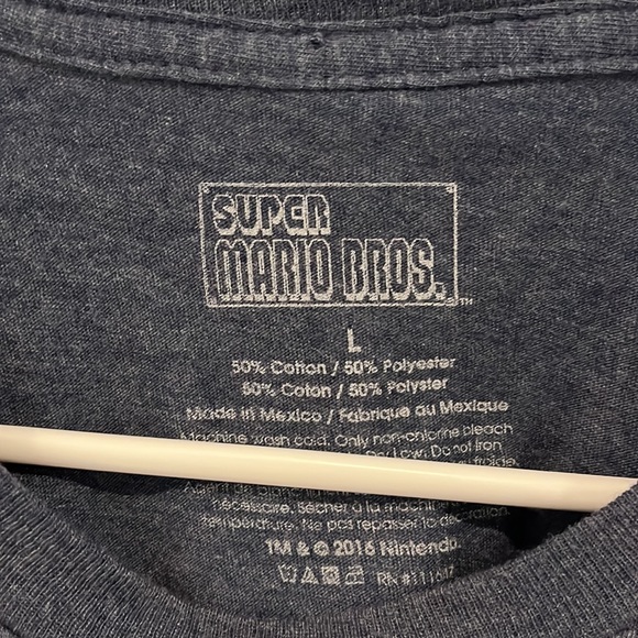 Vintage Super Mario Bros. Graphic T-Shirt Nintendo Large Blue EUC Unisex - Picture 3 of 7